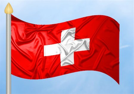 Swiss flag with ripples Fotografie stock - Microstock e Abbonamento, Codice: 400-05219522