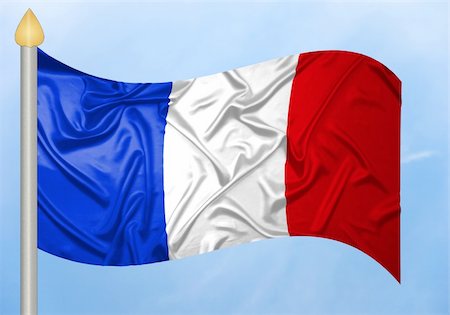 French flag with ripples Fotografie stock - Microstock e Abbonamento, Codice: 400-05219601