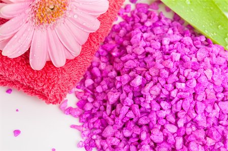 Spa essentials (bath salt and flower) Stock Photo - Budget Royalty-Free & Subscription, Code: 400-05219771