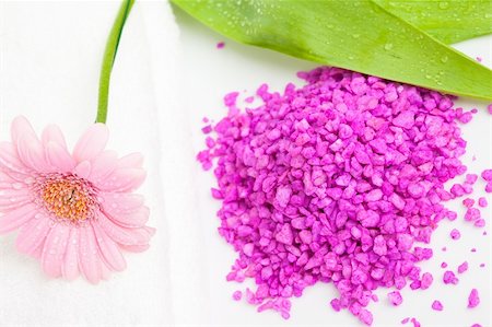 Spa essentials (bath salt and flower) Stock Photo - Budget Royalty-Free & Subscription, Code: 400-05219773
