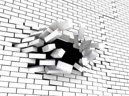 prison break - abstract 3d illustration of brick wall breaking Stock Photo - Budget Royalty-Free & Subscription, Code: 400-05210327