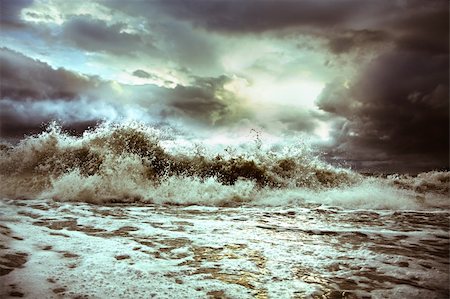 stormy beach scene - wave on the background of the majestic sky (photo) Stock Photo - Budget Royalty-Free & Subscription, Code: 400-05210652