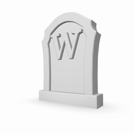 simsearch:400-06366826,k - gravestone with uppercase letter w on white background - 3d illustration Stock Photo - Budget Royalty-Free & Subscription, Code: 400-05210780