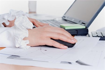 hands of a young girl working on laptop. Workplace businessman. Stockbilder - Microstock & Abonnement, Bildnummer: 400-05210863