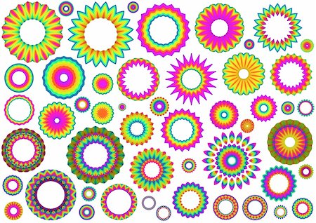 Many colourful shapes and patterns over a white background Stock Photo - Budget Royalty-Free & Subscription, Code: 400-05211117