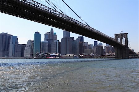 New York City Bridge with view to Manhattan Stockbilder - Microstock & Abonnement, Bildnummer: 400-05211172