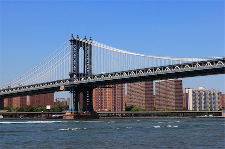 New York City Bridge with view to Manhattan Fotografie stock - Microstock e Abbonamento, Codice: 400-05211173