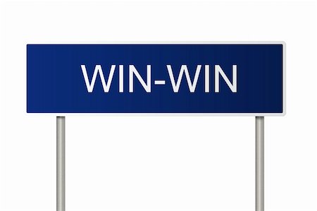 simsearch:400-05211490,k - A blue road sign with white text saying win-win Fotografie stock - Microstock e Abbonamento, Codice: 400-05211487