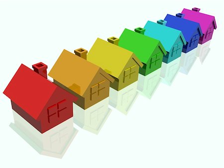 simsearch:400-05899415,k - Illustration of some houses in colour rainbows Photographie de stock - Aubaine LD & Abonnement, Code: 400-05211724