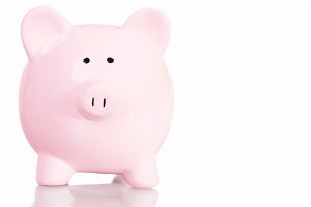 Stock image of pink piggy bank with copy space over white background Stock Photo - Budget Royalty-Free & Subscription, Code: 400-05211929