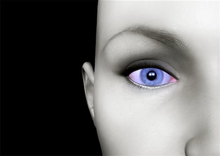 Close up of a colourful human eye on a monotone face. Foto de stock - Royalty-Free Super Valor e Assinatura, Número: 400-05212039