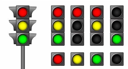 simsearch:400-06079045,k - The isolated traffic lights for combinations of road situations Foto de stock - Royalty-Free Super Valor e Assinatura, Número: 400-05212398