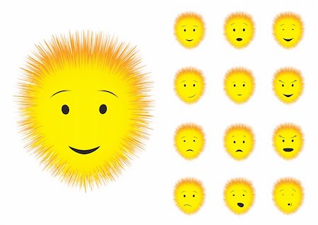 sad yellow icon - Cartoon fluffy emotions smiley on the white background Stock Photo - Budget Royalty-Free & Subscription, Code: 400-05212405