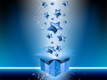 simsearch:400-04234530,k - Blue gift box with stars. Editable Vector Image Stock Photo - Budget Royalty-Free & Subscription, Code: 400-05212512