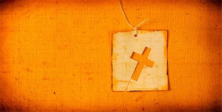 simsearch:400-06087640,k - Close up of handmade paper tag with holy cross Stock Photo - Budget Royalty-Free & Subscription, Code: 400-05212591