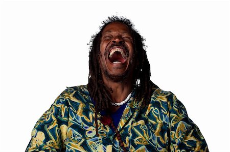 rastafarian - Rasta man laughing out loud, isolated image Stock Photo - Budget Royalty-Free & Subscription, Code: 400-05213737