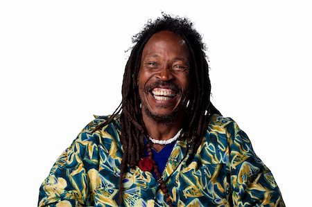 rastafarian - Happy man laughing hard, isolated against white Photographie de stock - Aubaine LD & Abonnement, Code: 400-05213731