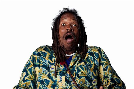 rastafarian - Surprised reaction from Rastafarian man, isolated images Photographie de stock - Aubaine LD & Abonnement, Code: 400-05213733