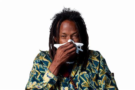 rasta man - Rasta man sneezing, isolated image on white Stock Photo - Budget Royalty-Free & Subscription, Code: 400-05213758