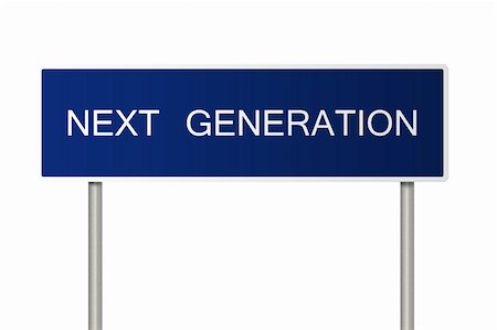 A blue road sign with white text saying Next Generation Fotografie stock - Microstock e Abbonamento, Codice: 400-05213852