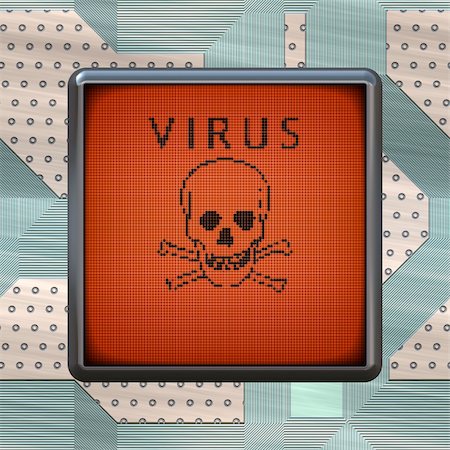 protect virus computer 3d - An illustration of a virus warning sign on a display Stock Photo - Budget Royalty-Free & Subscription, Code: 400-05224130