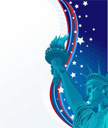 statue of liberty on the flag - Holiday background with the statue of liberty Photographie de stock - Aubaine LD & Abonnement, Code: 400-05224189