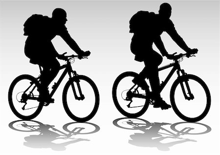 simsearch:400-04215852,k - Vector drawing bicycle races leisure. Silhouette of sports people Stock Photo - Budget Royalty-Free & Subscription, Code: 400-05224285