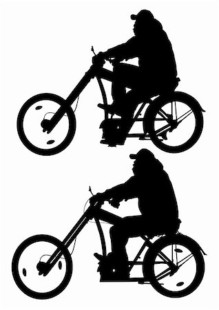 extreme bicycle vector - Vector drawing silhouette of a cyclist in motion. Silhouette on white background Stock Photo - Budget Royalty-Free & Subscription, Code: 400-05224286