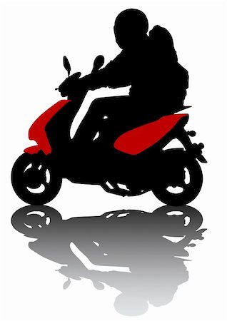 sports scooters - Vector drawing kid on scooter. Silhouette on white background Foto de stock - Super Valor sin royalties y Suscripción, Código: 400-05224287