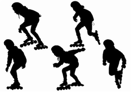 relay race competitions - Vector drawing boys athletes on skates. Silhouette on white background Stock Photo - Budget Royalty-Free & Subscription, Code: 400-05224292