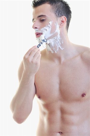 simsearch:400-09120179,k - young handsome man have shaving isolated on white Foto de stock - Super Valor sin royalties y Suscripción, Código: 400-05224488
