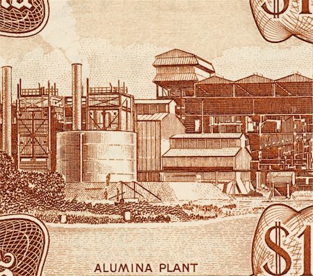 simsearch:400-05384689,k - Aluminium Plant on 10 Dollars 1992 Banknote from Guyana. Stock Photo - Budget Royalty-Free & Subscription, Code: 400-05224736