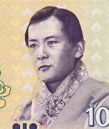 simsearch:400-05384689,k - Jigme Singye Wangchuck (1955-) on 10 Ngultrum 2006 Banknote from Bhutan. King of Bhutan during 1972-2006. Stock Photo - Budget Royalty-Free & Subscription, Code: 400-05224759