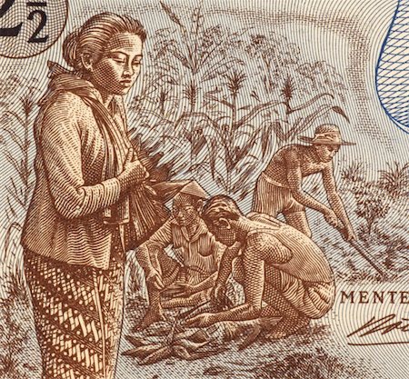 Field Workers on 2 and half Rupiah 1961 Banknote from Indonesia. Stock Photo - Budget Royalty-Free & Subscription, Code: 400-05224753