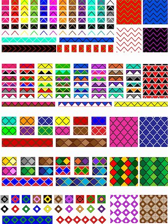 Vector, eps8.  5 Different swatch patterns in multiple colors ready to drag and drop in your swatches or brush pallet, which are easily editable to the colors you would want.  Examples of fills and line brushes are also shown. Stock Photo - Budget Royalty-Free & Subscription, Code: 400-05224822