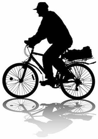 extreme bicycle vector - Vector image of cyclists on vacation. Silhouettes on white background Stock Photo - Budget Royalty-Free & Subscription, Code: 400-05225604