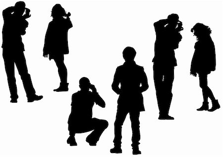 paparazzi silhouettes - Vector image of people with cameras for a walk Stock Photo - Budget Royalty-Free & Subscription, Code: 400-05225609