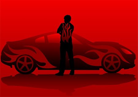 Vector drawing of a sports car at night Stock Photo - Budget Royalty-Free & Subscription, Code: 400-05225601
