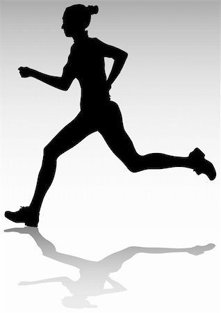 simsearch:400-05225597,k - Vector drawing running athlete women. Silhouette of sports people Fotografie stock - Microstock e Abbonamento, Codice: 400-05225615
