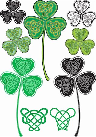 sharpner (artist) - No gradient Vector leaf clover with stylized Celtic pattern Stockbilder - Microstock & Abonnement, Bildnummer: 400-05226669