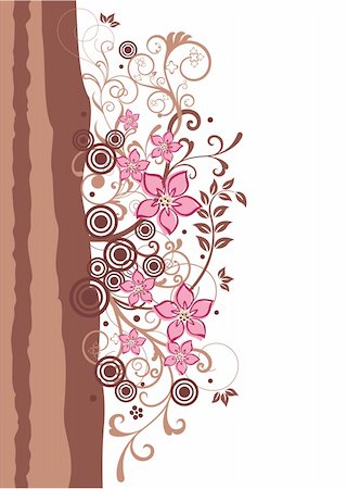 simsearch:400-07818732,k - Brown and pink floral border vector illustration Stock Photo - Budget Royalty-Free & Subscription, Code: 400-05227270