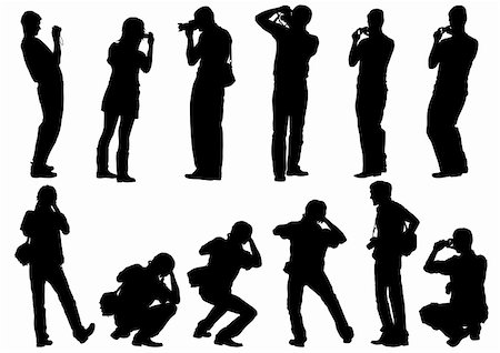 paparazzi silhouettes - Vector image of people photographers with equipment at work Stock Photo - Budget Royalty-Free & Subscription, Code: 400-05227545