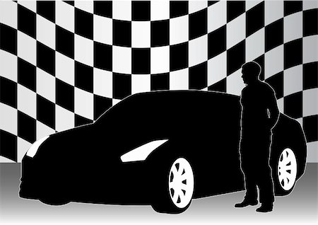 Vector drawing of a sports car and man Stock Photo - Budget Royalty-Free & Subscription, Code: 400-05227547