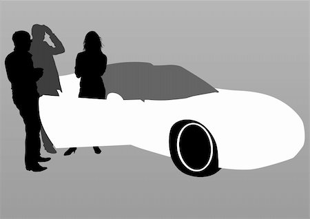 Vector drawing of a sports car and people Stock Photo - Budget Royalty-Free & Subscription, Code: 400-05227540