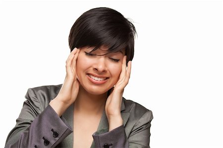 smiling young latina models - Multiethnic Young Adult Woman with Headache Isolated on a White Background. Stock Photo - Budget Royalty-Free & Subscription, Code: 400-05228368