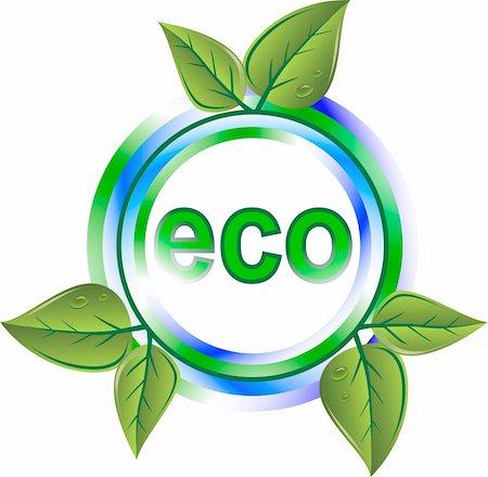 simsearch:400-04306902,k - eco green icon with leaves Photographie de stock - Aubaine LD & Abonnement, Code: 400-05228375