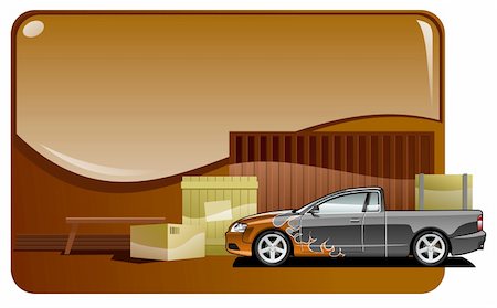 simsearch:400-04121043,k - illustration of the pickup truck and cargo. Simple gradients only - no gradient mesh. Foto de stock - Super Valor sin royalties y Suscripción, Código: 400-05228570