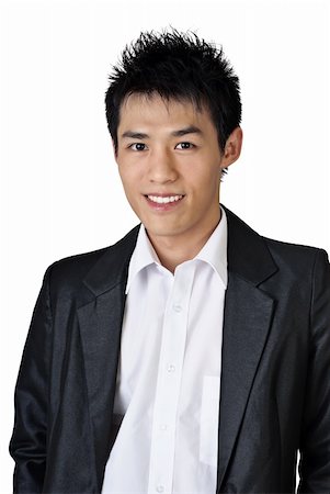 simsearch:400-04255435,k - Asian businessman portrait with smiling face on white background. Foto de stock - Super Valor sin royalties y Suscripción, Código: 400-05229469