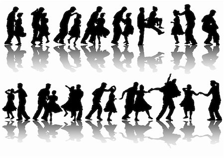 Vector drawing dancing couples. Silhouettes on white background Stock Photo - Budget Royalty-Free & Subscription, Code: 400-05229516