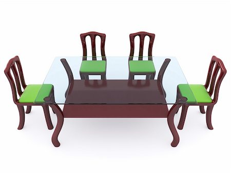 glass dining table with chairs. 3d Stock Photo - Budget Royalty-Free & Subscription, Code: 400-05229640